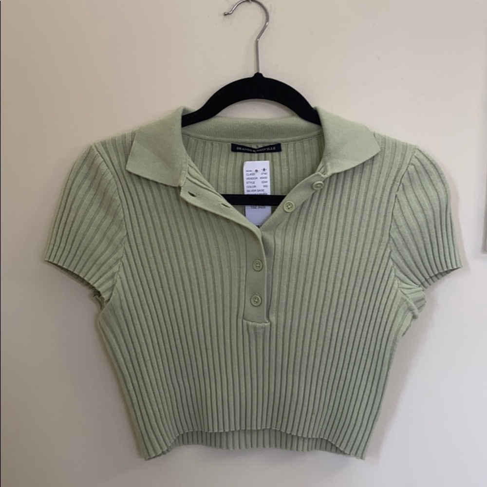 green cropped brandy melville shirt